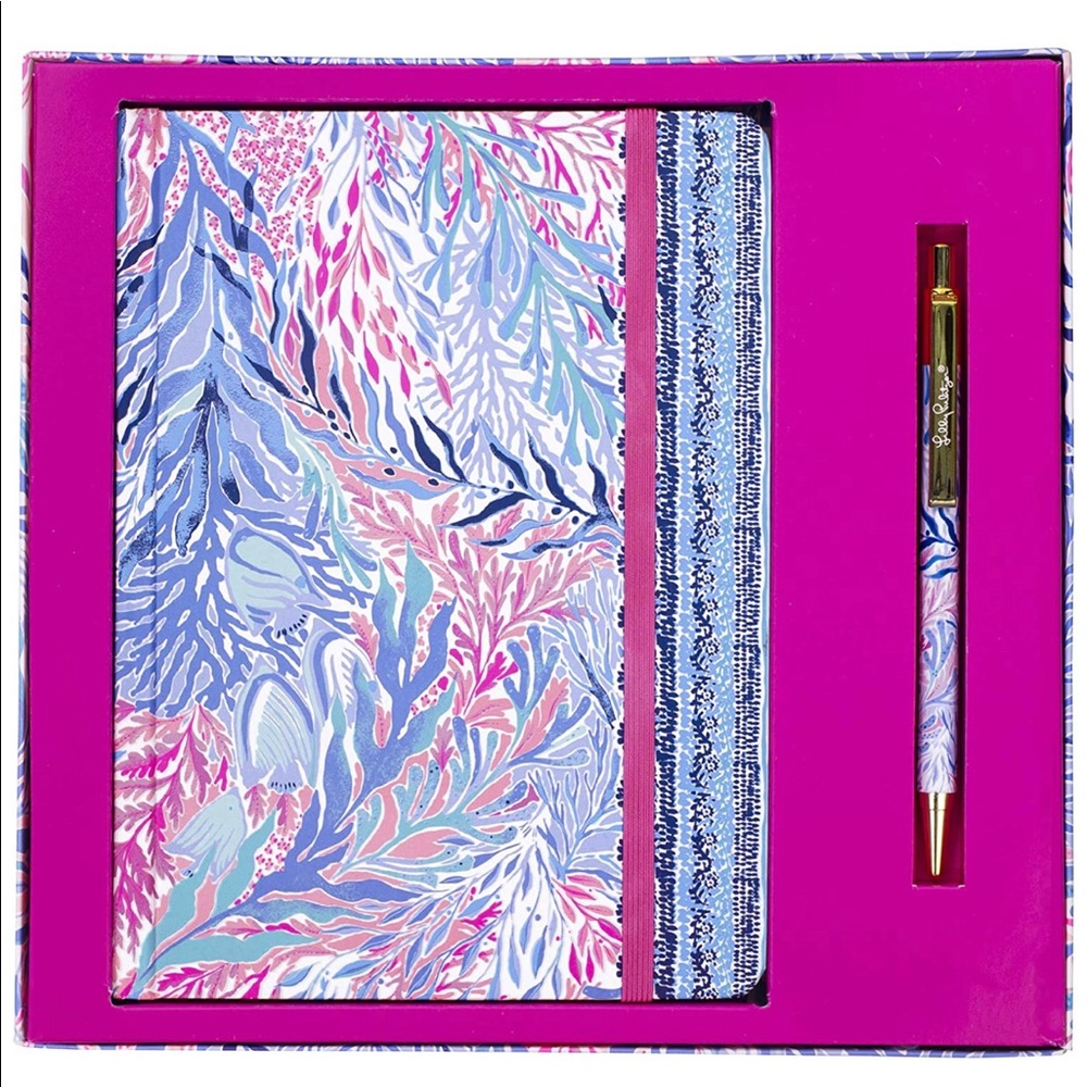 New Lilly Pulitzer Journal Set Vegan Black Ink Boxed Stationary Set Gift